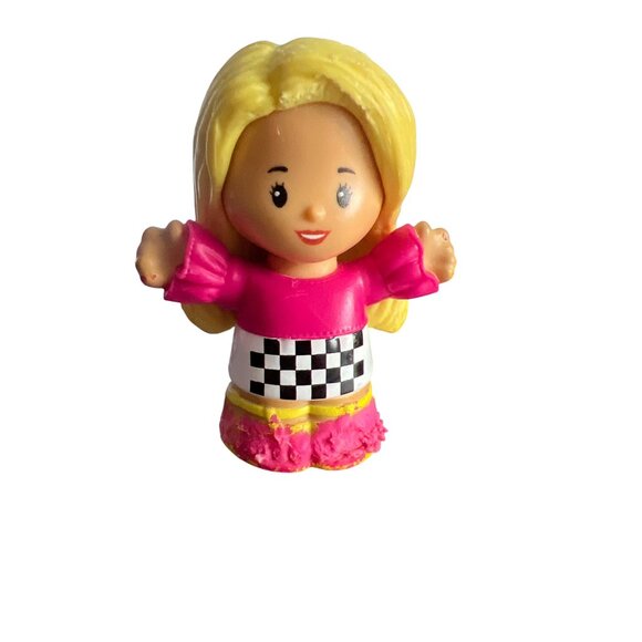 Mattel 2022 Little People Blonde Barbie Race Car Driver - Picture 1 of 5